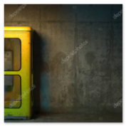 Gelbe Telefonzelle als Museumsexponat