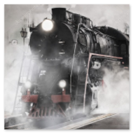 Frühe Dampflok als Symbol der neuen Mobilität